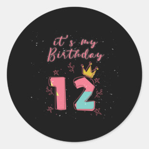Sticker Rond Douzième anniversaire 12e anniversaire