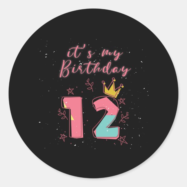 Sticker Rond Douzième anniversaire 12e anniversaire (Devant)