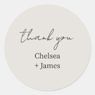Sticker Rond Dove Grey   Mariage de Merci de script simple chic