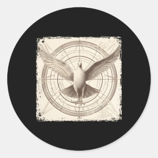Sticker Rond Dove Vitruvian Dove Bird Dove