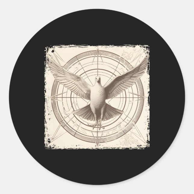 Sticker Rond Dove Vitruvian Dove Bird Dove (Devant)