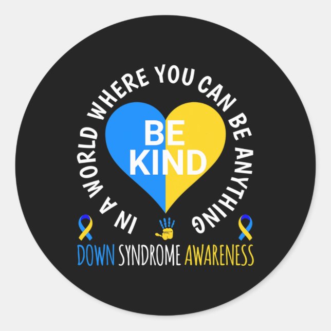 Sticker Rond Down Syndrome Day 2024 Soyez au courant du syndrom (Devant)