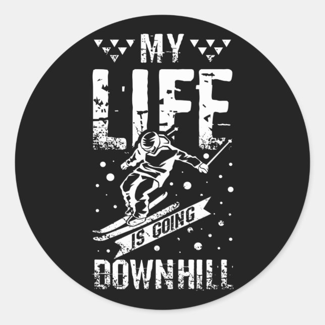 Sticker Rond Downhill Skiing (Devant)