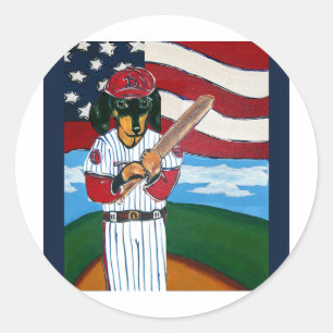 Sticker Rond Doxie de baseball
