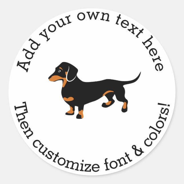 Sticker Rond Doxie Dog Love - Joli Petit Dachshund (Devant)