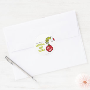 Sticker Rond Dr. Seuss Baby Shower Grinch Garçon
