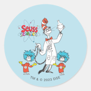 Sticker Rond Dr Seuss   Chat dans la science de la sécurité Cas