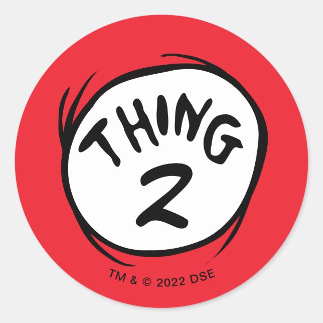 Sticker Rond Dr Seuss | Chose personnalisée Une chose deux (Devant)