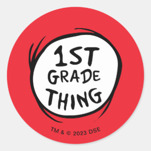 Sticker Rond Dr Seuss   Chose Une Chose Deux - 1ère Chose