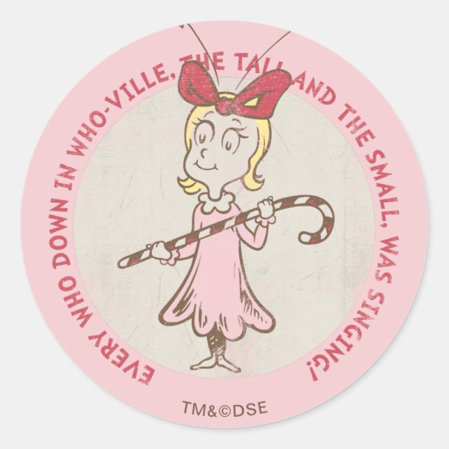 Sticker Rond Dr Seuss | Grinch | Cindy-Lou Qui - Mignonne Quot (Devant)