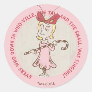 Sticker Rond Dr Seuss   Grinch   Cindy-Lou Qui - Mignonne Quot