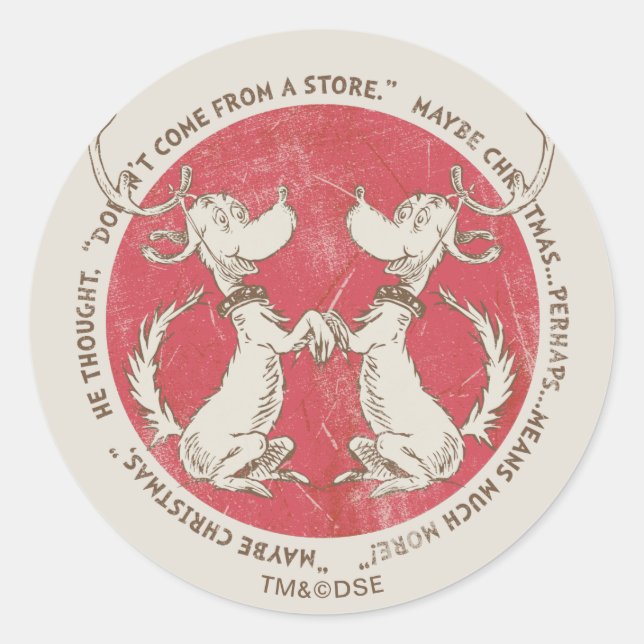 Sticker Rond Dr Seuss | Grinch | Max - Citation de Noël (Devant)