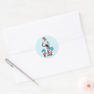Sticker Rond Dr. Seuss Le Chat Chapeauté, Chose Un et Chose D