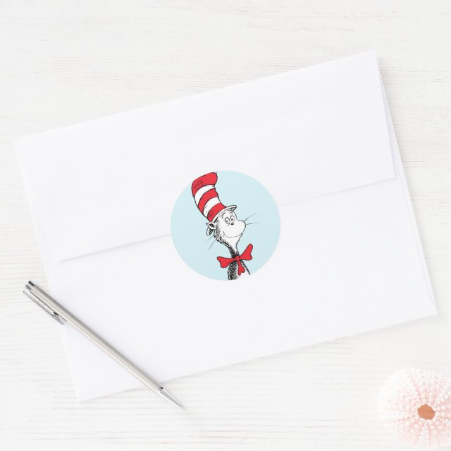 Sticker Rond Dr. Seuss Le Chat dans le Chapeau Debout Fier (Enveloppe)