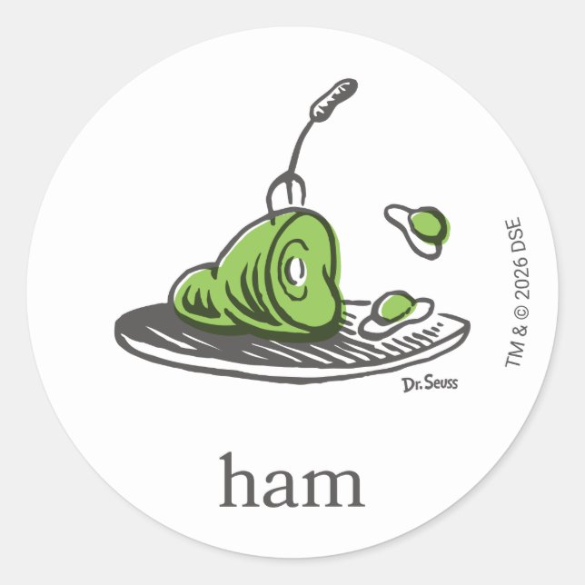 Sticker Rond Dr. Seuss | Les Œufs verts au ham (Devant)