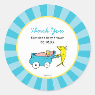 Sticker Rond Dr. Seuss   Un Poisson - Remerciements pour Baby S
