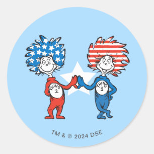 Sticker Rond Dr Seuss Une chose Deux graphiques patriotiques