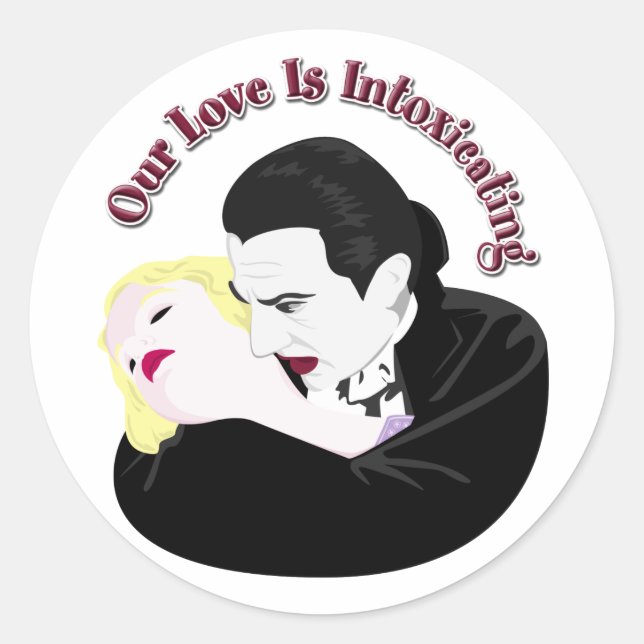 Sticker Rond Dracula, Notre Amour Est Intoxicant (Devant)