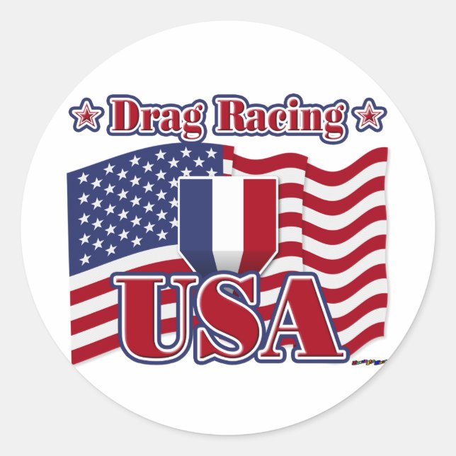 Sticker Rond Drag Racing USA (Devant)