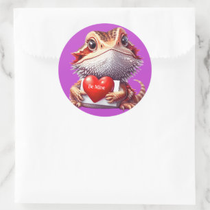Sticker Rond Dragon à poils doux violet Valentine