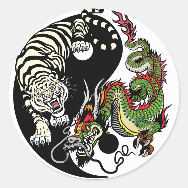 Sticker Rond dragon and tiger yin yang (Devant)
