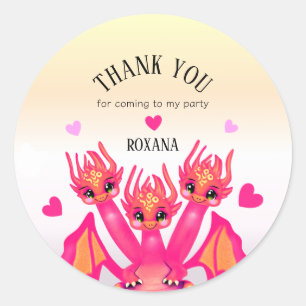 Sticker Rond Dragon Anniversaire Rose