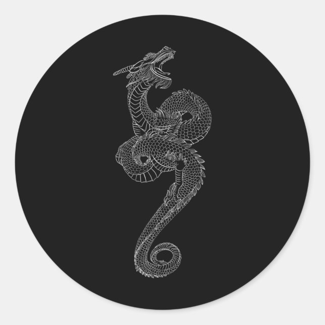 Sticker Rond Dragon Art Tattoo Japon traditionnel Graphe japona (Devant)