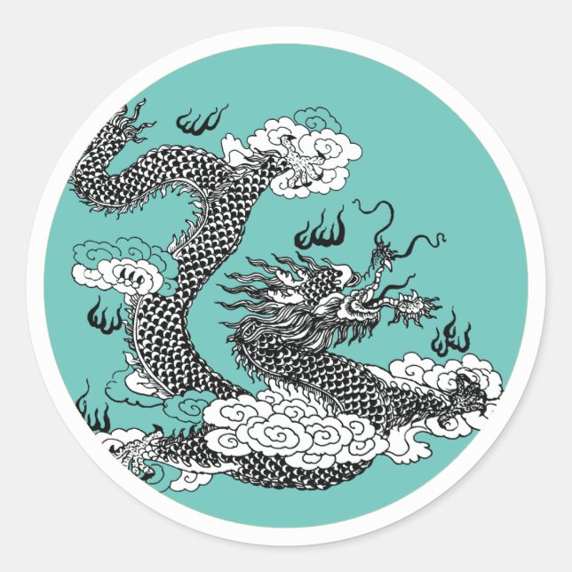 Sticker Rond Dragon asiatique (Devant)