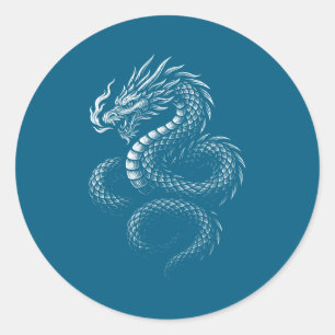 Sticker Rond Dragon asiatique vintage