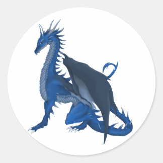 Sticker Rond Dragon bleu
