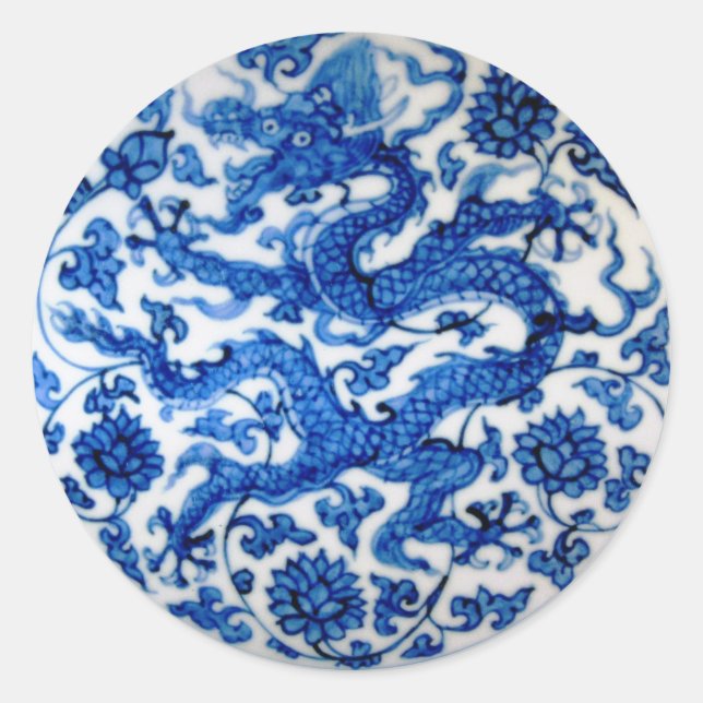 Sticker Rond Dragon bleu (Devant)