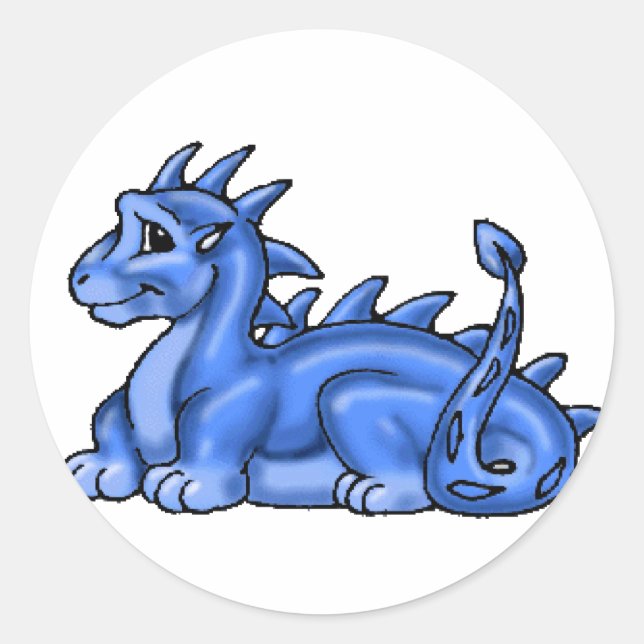 Sticker Rond Dragon Bleu Bébé (Devant)