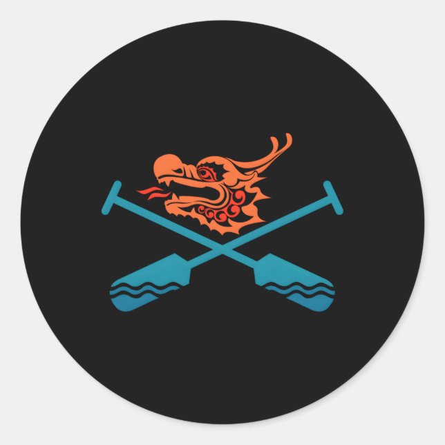 Sticker Rond Dragon Boat Festival Accessoires De Course Paddle  (Devant)