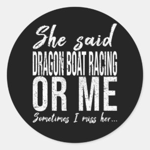 Sticker Rond Dragon Boat Racing drôle idée cadeau