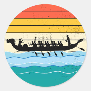 Sticker Rond Dragon Boat Racw Crew Paddlers Water Sport