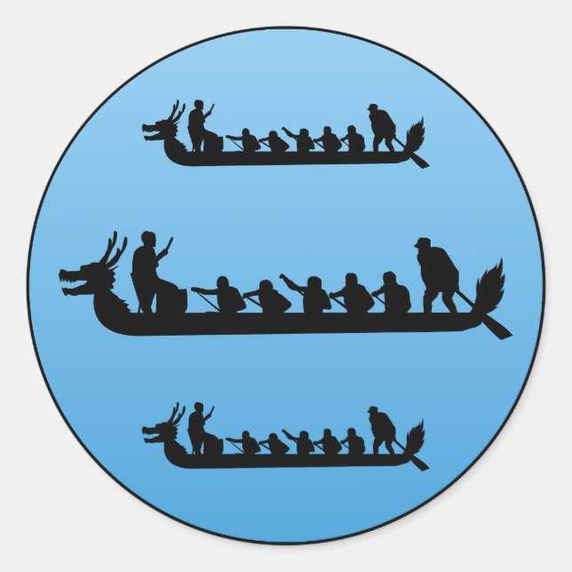 Sticker Rond Dragon Boat Racw Crew Paddlers Water Sport (Devant)