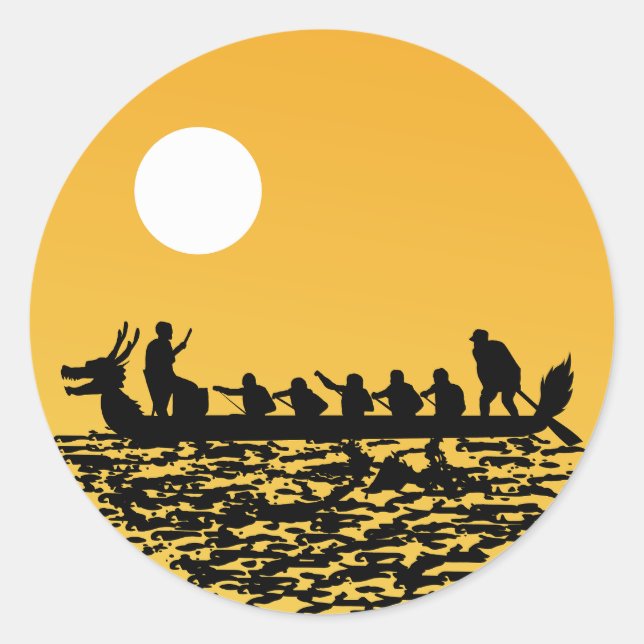Sticker Rond Dragon Boat Racw Crew Paddlers Water Sport (Devant)