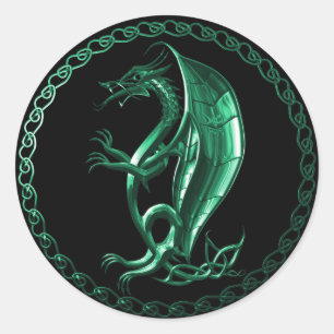Sticker Rond Dragon céleste vert