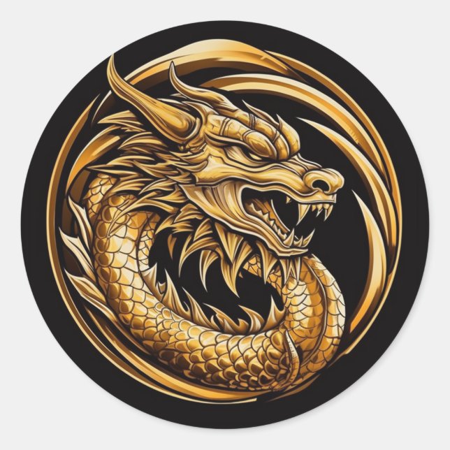 Sticker Rond Dragon chinois (Devant)