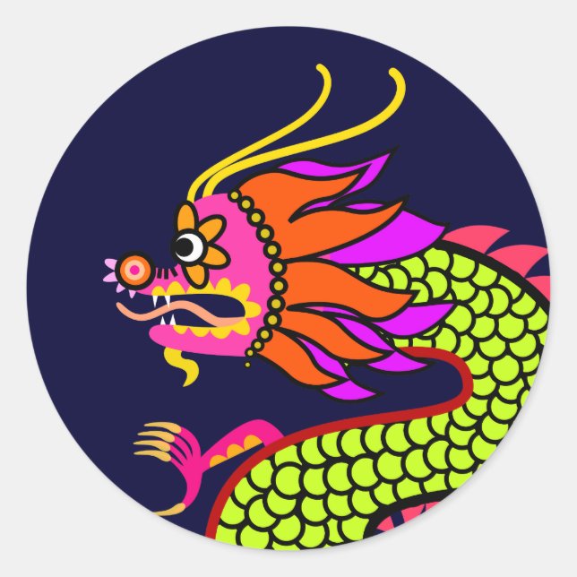 Sticker Rond Dragon chinois (Devant)