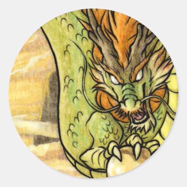 Sticker Rond Dragon chinois (Devant)