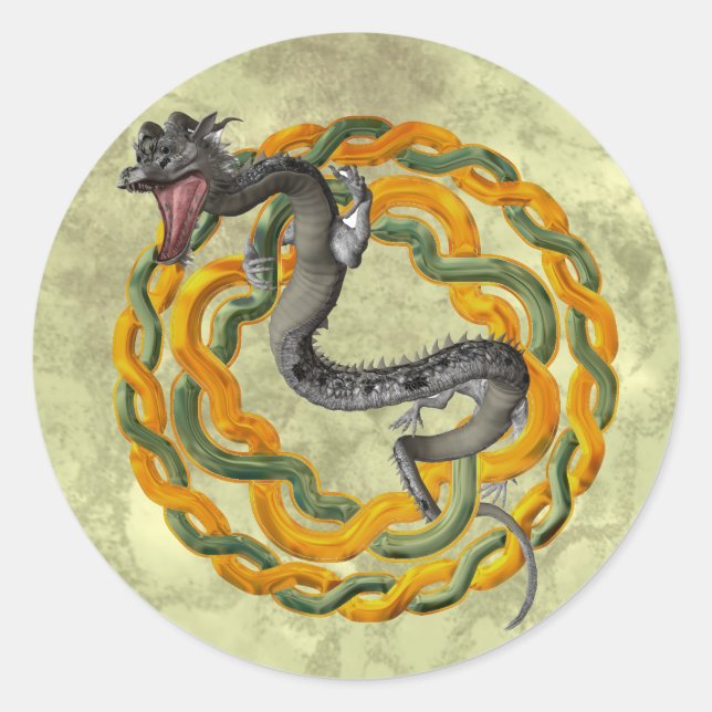 Sticker Rond Dragon chinois (Devant)