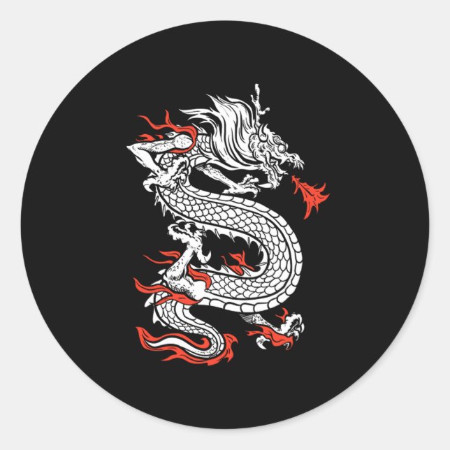 Sticker Rond Dragon chinois chinois mythique (Devant)