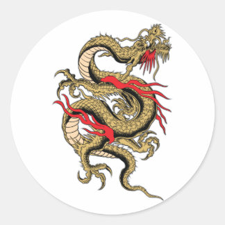 Sticker Rond Dragon chinois conceptions personnalisables