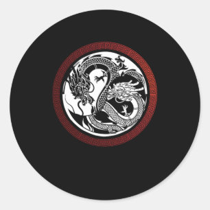 Sticker Rond Dragon chinois Yin Yang Harmony Méditation cadeau