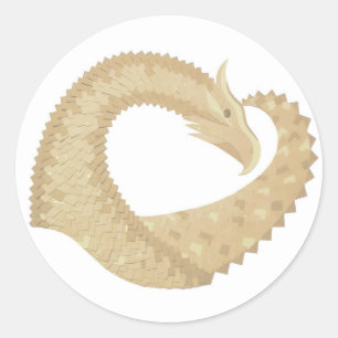 Sticker Rond Dragon de coeur de grès sur blanc