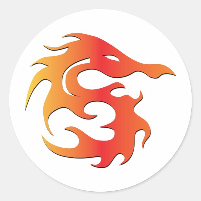 Sticker Rond Dragon de feu (Devant)