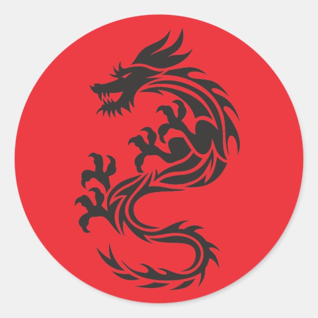 Sticker Rond Dragon de feu (Devant)