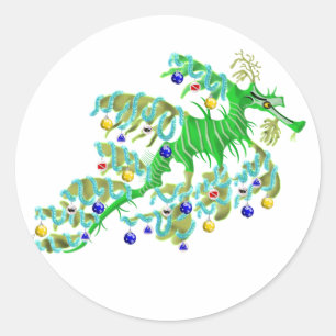 Sticker Rond Dragon de Mer Festif
