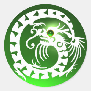 Sticker Rond DRAGON DE NAKE, vert émail